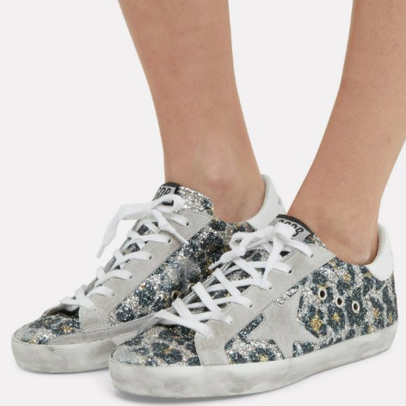 Golden Goose Shoes - Golden Goose Leopard Glitter Low-Top Sneakers